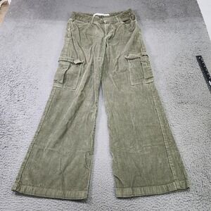 Tinseltown Cargo Pants Juniors Small Green Corduroy Wide Leg Relaxed Pockets